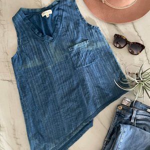 Cloth and & Stone Blue T-shirt Tank Top Sleeveless A symmetrical Size Medium